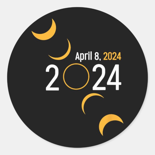 Pegatina Redonda Eclipse solar 2024 (Anverso)