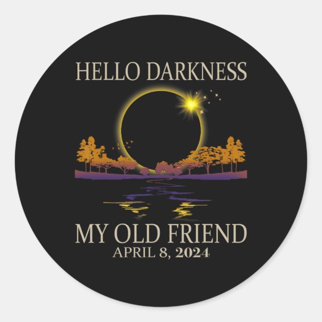 Pegatina Redonda Eclipse solar 2024 040824 (Anverso)