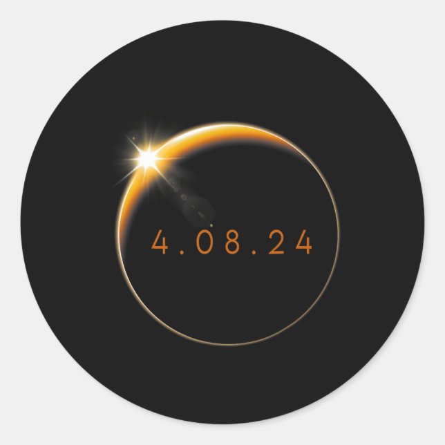 Pegatina Redonda Eclipse solar 2024 040824 Eclipse Mens Mujeres Niñ (Anverso)