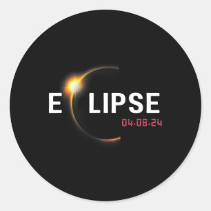 Pegatina Redonda Eclipse solar 2024 04.08.24 Eclipse Niños
