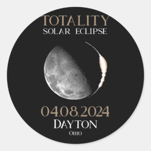 Pegatina Redonda Eclipse solar 2024 04 Dayton Ohio
