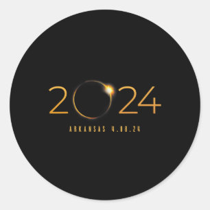Pegatina Redonda Eclipse solar 2024 Arkansas Total Primavera 4.08.2