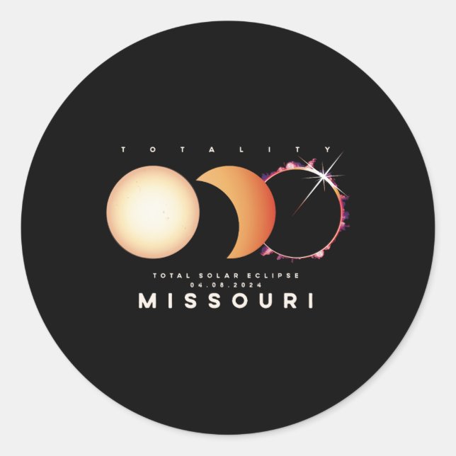 Pegatina Redonda Eclipse solar 2024 Astronoma Eclipse total de Miss (Anverso)