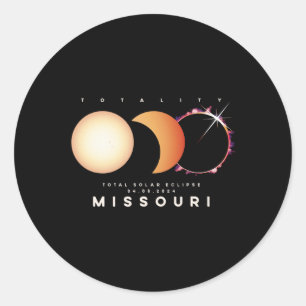 Pegatina Redonda Eclipse solar 2024 Astronoma Eclipse total de Miss