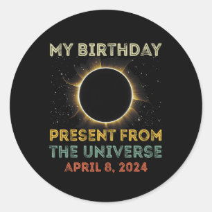Pegatina Redonda Eclipse solar 2024 Cumpleaños presente 4.8.24 Tota
