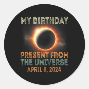 Pegatina Redonda Eclipse solar 2024 Cumpleaños presente 4.8.24 Tota