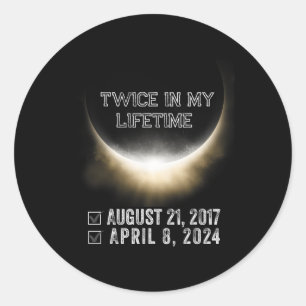 Pegatina Redonda Eclipse Solar 2024 Dos Veces En Mi Ecli Solar De P