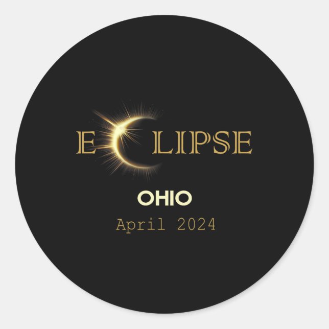 Pegatina Redonda Eclipse solar 2024 Eclipse solar total 2024 Totali (Anverso)
