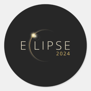 Pegatina Redonda Eclipse solar 2024 Eclipse solar total 4.08.24 5