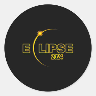 Pegatina Redonda Eclipse solar 2024 Eclipse solar total 4.08.24 Sol