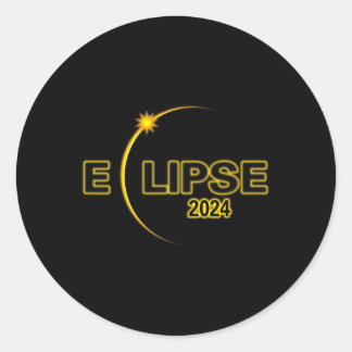 Pegatina Redonda Eclipse solar 2024 Eclipse solar total 4.08.24 Sol