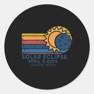 Pegatina Redonda Eclipse solar 2024 Eclipse solar total 8 de abril 
