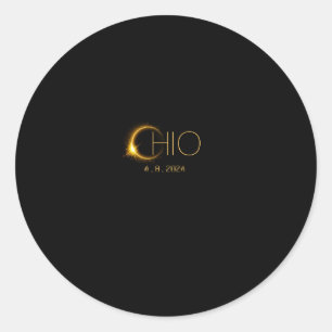 Pegatina Redonda Eclipse solar 2024 Eclipse solar total Ohio