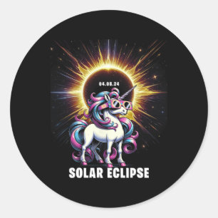 Pegatina Redonda Eclipse solar 2024 Eclipse total 8 de abril 24 Uni