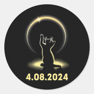 Pegatina Redonda Eclipse Solar 2024 Eclipse Total 8 de abril de 202