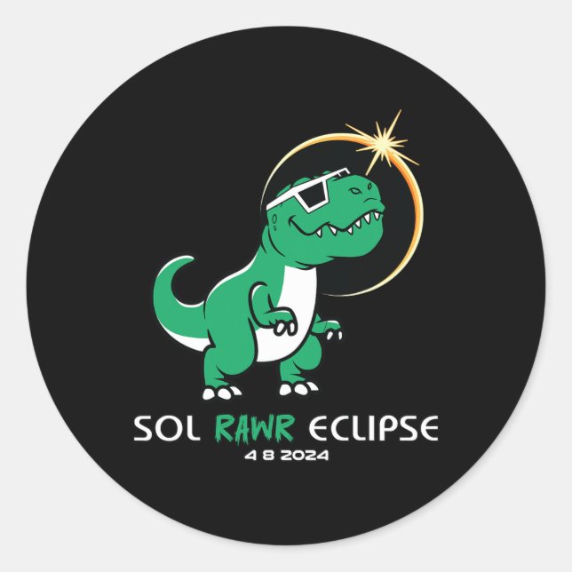 Pegatina Redonda Eclipse solar 2024 Eclipse total 8 de abril Sol Ra (Anverso)