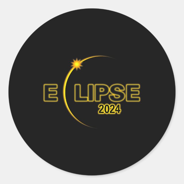 Pegatina Redonda Eclipse Solar 2024 Eclipse Total Solar 4.08.24 Sol (Anverso)