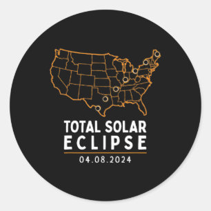 Pegatina Redonda Eclipse solar 2024 Fiesta América Totalidad Total 