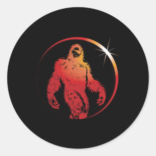 Pegatina Redonda Eclipse solar 2024 Fun Bigfoot Sungles Total Eclip