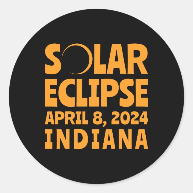 Pegatina Redonda Eclipse solar 2024 Indiana (Anverso)