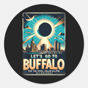 Pegatina Redonda Eclipse solar 2024 Let#39;s Go To Buffalo New York