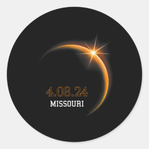 Pegatina Redonda Eclipse solar 2024 Missouri Total Spring 4.08.2