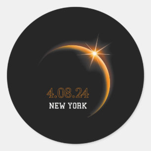 Pegatina Redonda Eclipse solar 2024 New York Totality Spring 4.08.2