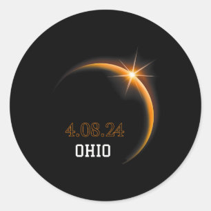Pegatina Redonda Eclipse solar 2024 Ohio Total Primavera 4.08.24