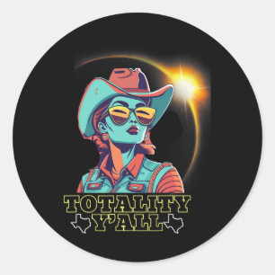 Pegatina Redonda Eclipse Solar 2024 Para Texas 4.08.24 Totalidad Y'