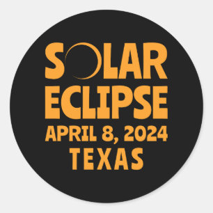 Pegatina Redonda Eclipse solar 2024 Texas