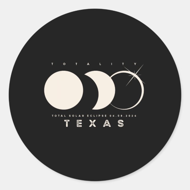 Pegatina Redonda Eclipse solar 2024 Texas Astronomía total de eclip (Anverso)