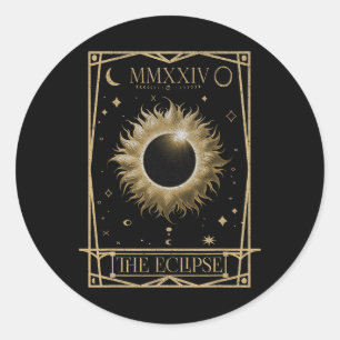 Pegatina Redonda Eclipse solar 2024 Total Eclipse Astronomy Tarot C