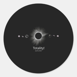Pegatina Redonda Eclipse solar 2024 Totalidad