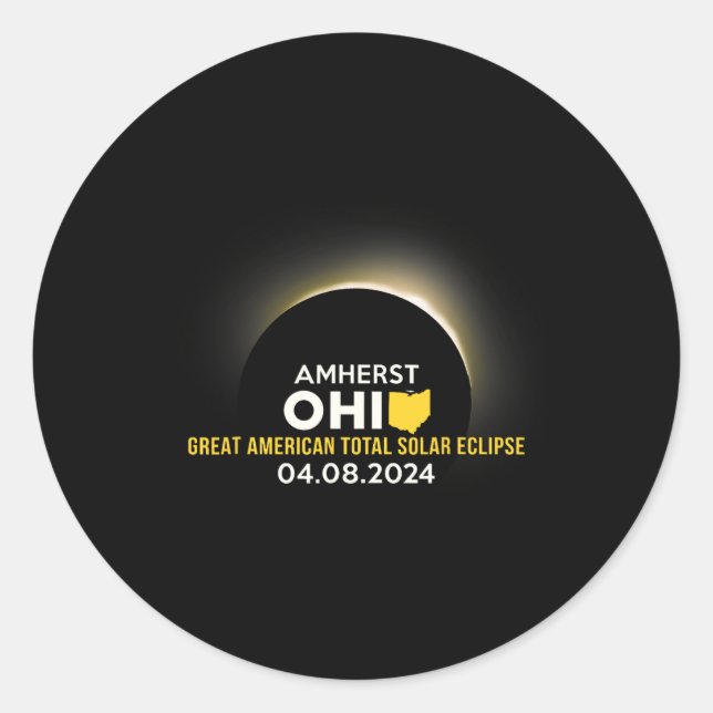 Pegatina Redonda Eclipse solar 2024 Totalidad Abril 8 (Anverso)