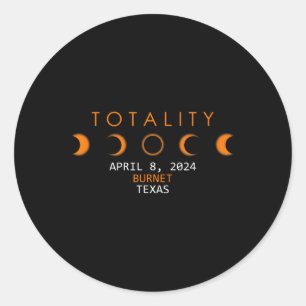 Pegatina Redonda Eclipse solar 2024 Totalidad Abril 8