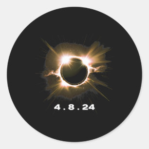 Pegatina Redonda Eclipse solar 4.8.24 Evento de total 2024