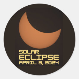 Pegatina Redonda Eclipse solar 8 de abril de 2024