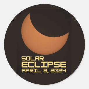 Pegatina Redonda Eclipse solar 8 de abril de 2024