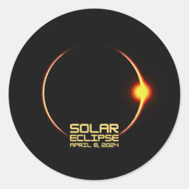 Pegatina Redonda Eclipse solar 8 de abril de 2024