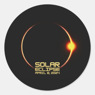 Pegatina Redonda Eclipse solar 8 de abril de 2024