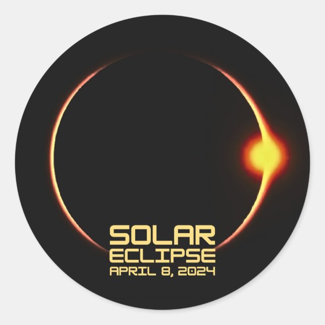 Pegatina Redonda Eclipse solar 8 de abril de 2024 (Anverso)