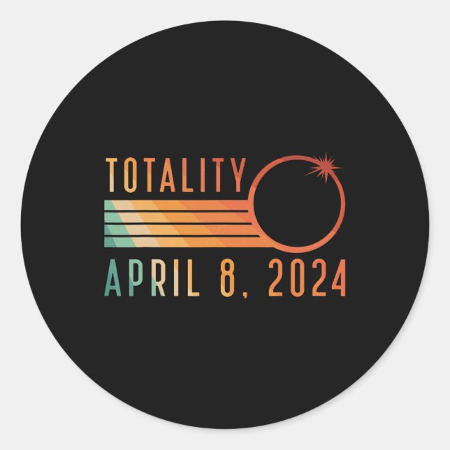 Pegatina Redonda Eclipse solar 8 de abril de 2024 Eclipse solar tot (Anverso)
