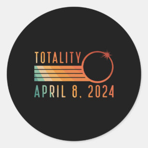 Pegatina Redonda Eclipse solar 8 de abril de 2024 Eclipse solar tot