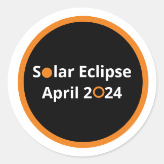 Pegatina Redonda Eclipse solar abril de 2024