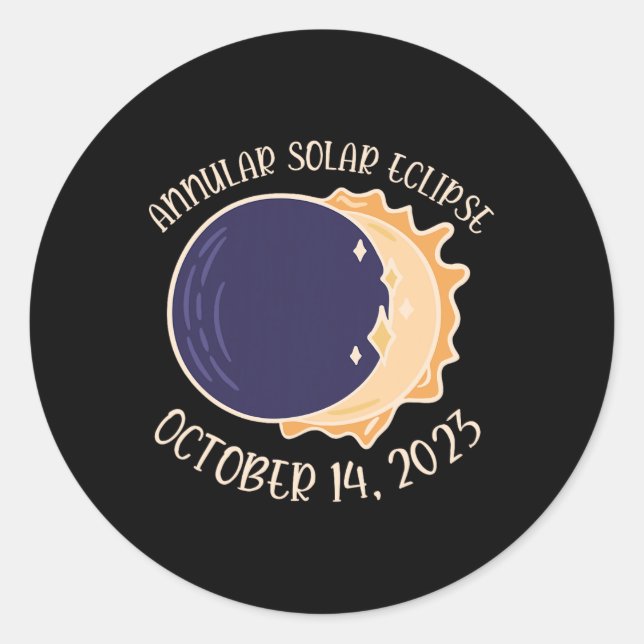 Pegatina Redonda Eclipse solar anual 14 de octubre (Anverso)