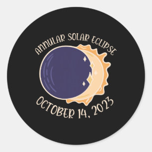 Pegatina Redonda Eclipse solar anual 14 de octubre