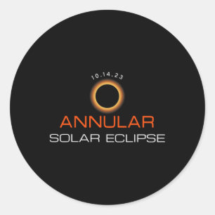 Pegatina Redonda Eclipse solar anual 14 de octubre Astronomía