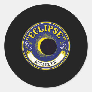 Pegatina Redonda Eclipse solar anual Austin Texas Family Travel T