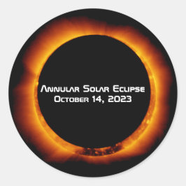 Pegatina Redonda Eclipse solar anual de 2023