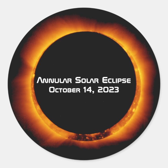 Pegatina Redonda Eclipse solar anual de 2023 (Anverso)